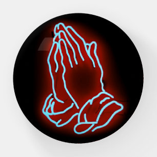 Neon Praying Hands Personalize or Customize Paperweight