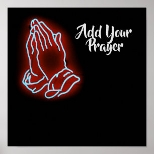 Neon Praying Hands Personalize or Customize Poster