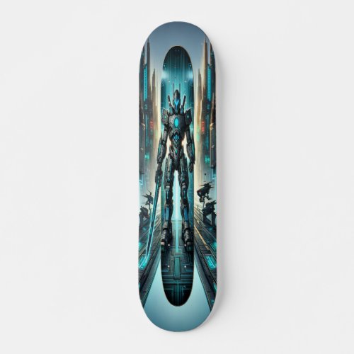 Neon Predator Cybernetic Wolf Skateboard