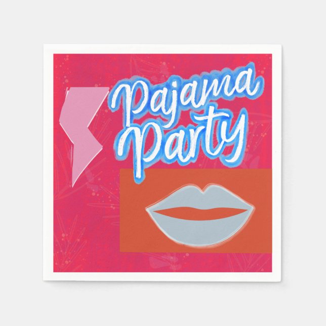 Neon Preppy Pajama Party Napkins (Front)