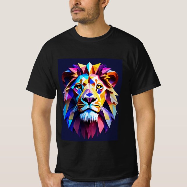 Neon Pride: A Majestic Lion head design T-Shirt (Front)