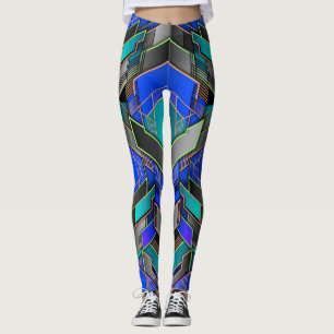 Neon Prism Geometric Abstract Pattern Leggings