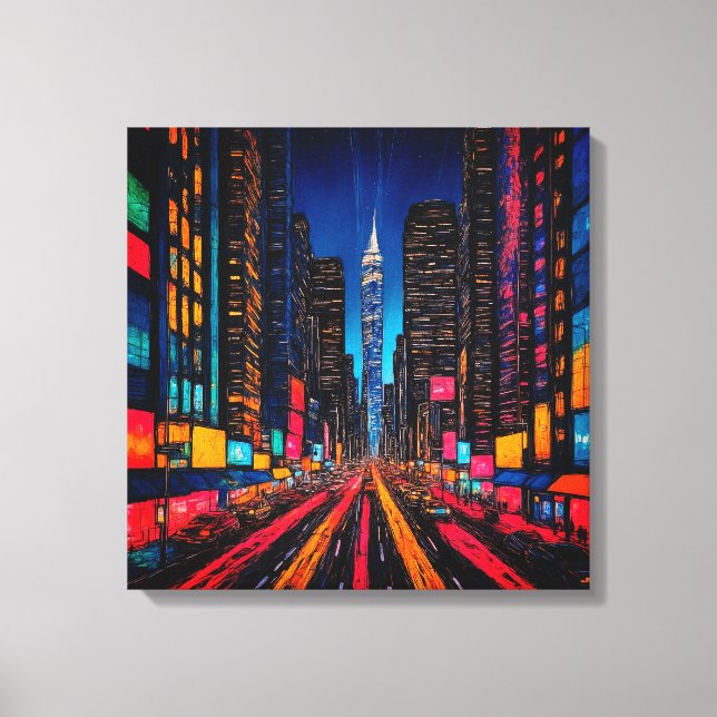 Neon Prism Metropolis Canvas Print (Front)