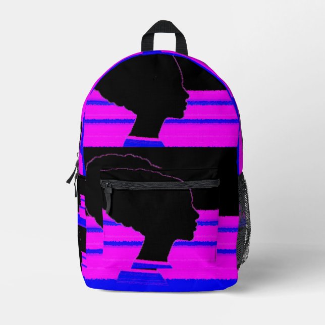Neon Profile – Striped Art Backpack (Front)