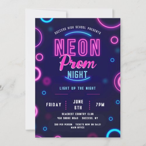 Neon Prom Night Invitation