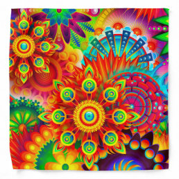 Neon Psychedelic Abstract Cool Cute Fractal Bandana