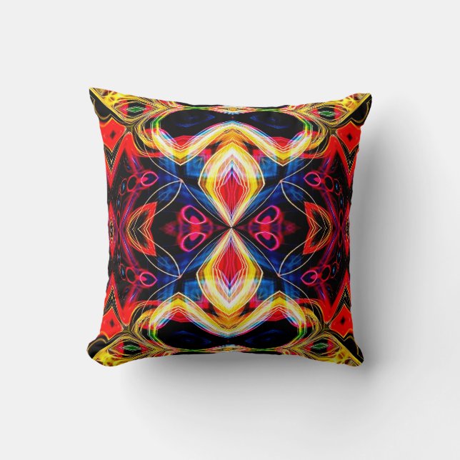 Neon Psychedelic Abstract Throw Pillow 2 (Front)