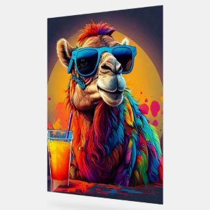 Neon Psychedelic Camel with Sunglasses Pop Art Acrylic Sign