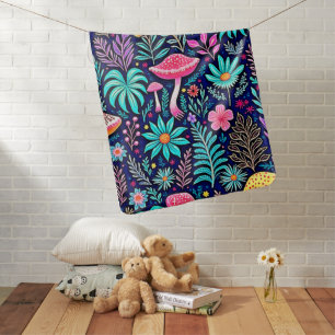 Neon Psychedelic Mushroom Forest Dream Baby Blanket