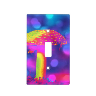 Neon Psychedelic Mushroom Light Switch Plate