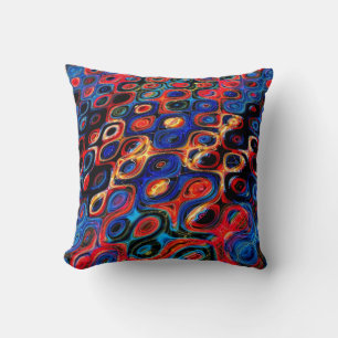 Neon Psychedelic Ripple Abstract Throw Pillow