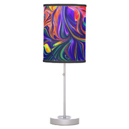 Neon Psychedelic Swirls Rainbow Colors  Table Lamp