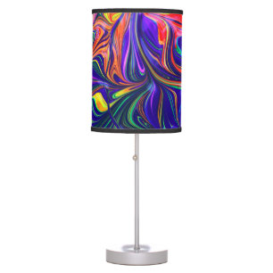 Neon Psychedelic Swirls Rainbow Colors Table Lamp