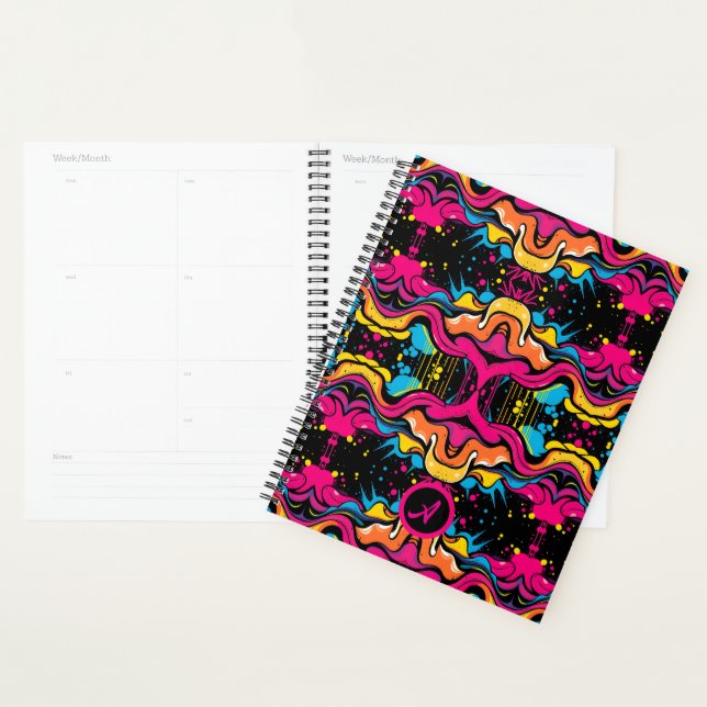 Neon Psychedelic Wave Seamless Pattern Planner (Display)