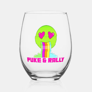 Neon Puke & Rally Stemless Wine Glass | Party