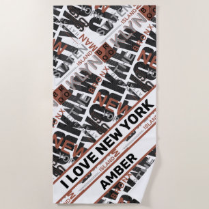 Neon Pulse of New York Beach Towel