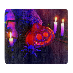 Neon pumpkins cutting board