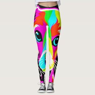 Neon Puppy Pop Art Leggings