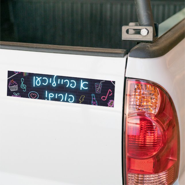 Neon Purim Bumper Sticker (On Truck)