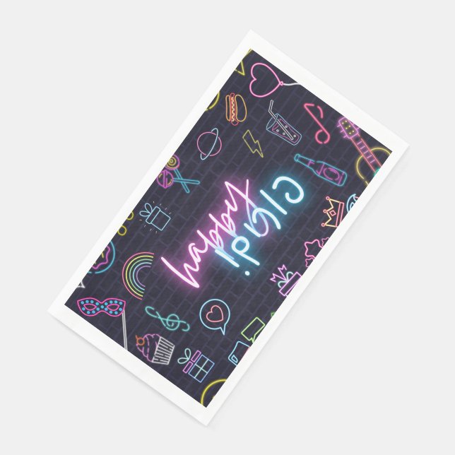 Neon Purim Paper Guest Towels (Corner)