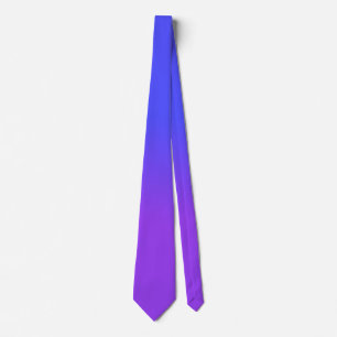 Neon Purple and Bright Neon Blue Ombré Shade Color Neck Tie