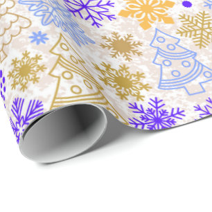 Neon Purple and Gold Christmas Wrapping Paper