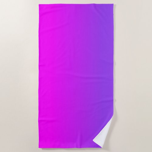 Neon Purple and Hot Pink Ombre Shade Color Fade Beach Towel