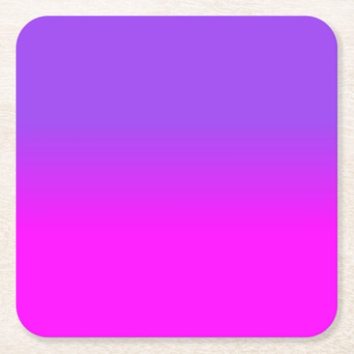 Neon Purple and Hot Pink Ombre Shade Color Fade Sc Square Paper Coaster