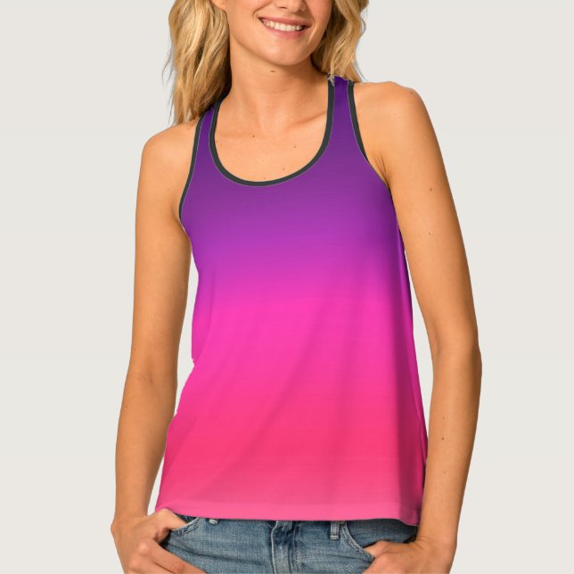 Neon Purple and pink ombre abstract design Tank Top (Front)