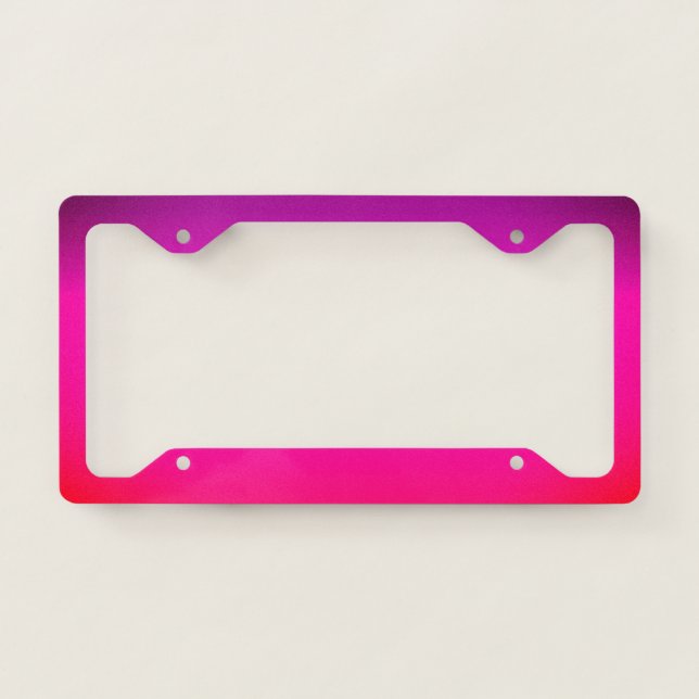 Neon Purple and pink ombre License Plate Frame (Front)