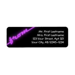 Neon Purple & Black Return Address Labels