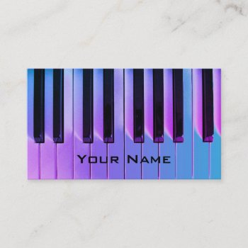 Neon Purple Blue Piano Music Business Card by musickitten at Zazzle
