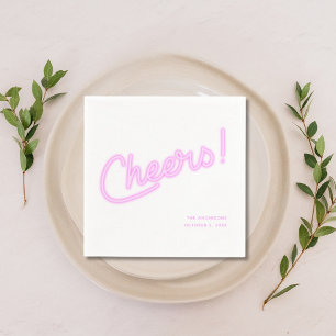 Neon Purple Cheers Personalized Wedding Napkins