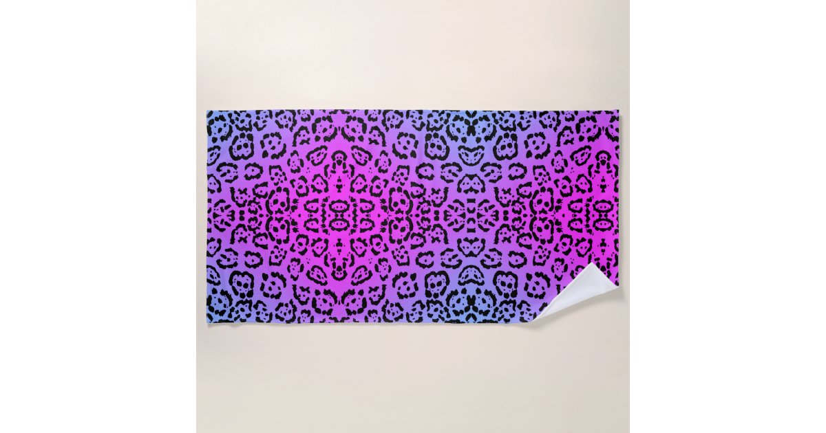 Neon Purple Cheetah Cat Animal Print Beach Towel Zazzle Com