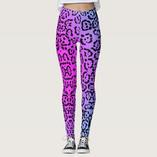 Neon Purple Cheetah Cat Animal Print Leggings
