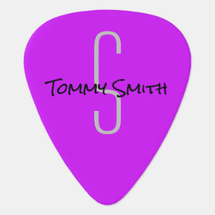 Neon Purple Custom Name Monogram Year Guitar Pick