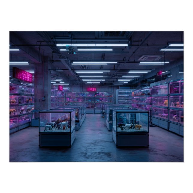 Neon Purple Cyber Arcade Interior Poster (Front)