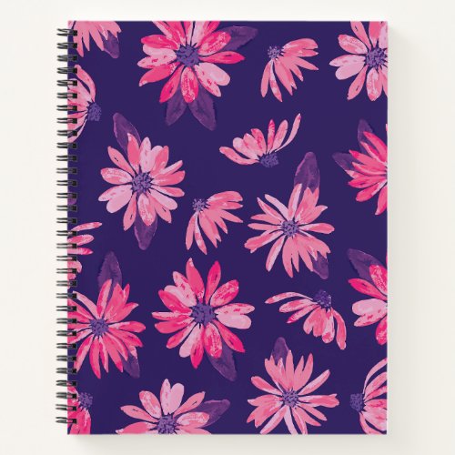 Neon Purple Daisy Spiral Notebook