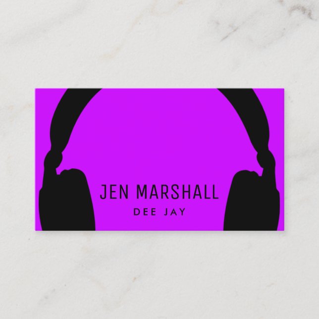 neon purple dee jay business card (Front)