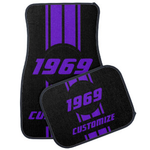 Neon Purple Double Race Stripes Car Mat