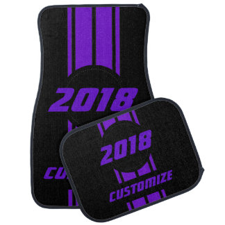 Neon Purple Double Race Stripes Car Mat