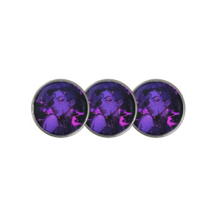 Neon Purple Fantasy Anime Girl Golf Ball Marker