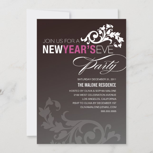 NEON PURPLE FLOURISH | NEW YEAR'S EVE INVITATION (Front)