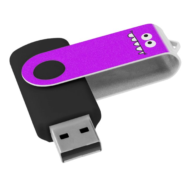 neon purple funny face flash drive (Angled)