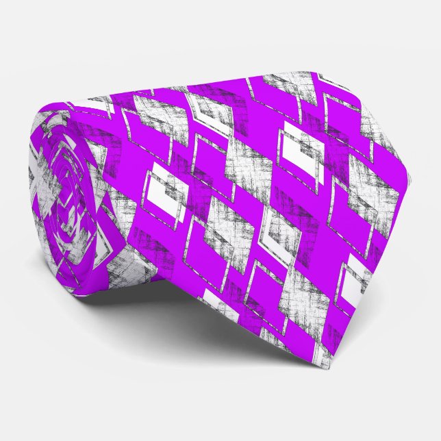 Neon purple geometric pattern.  neck tie (Rolled)