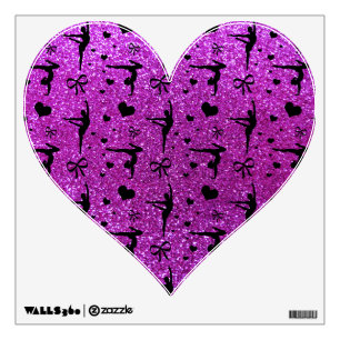 Neon purple gymnastics glitter pattern wall decal