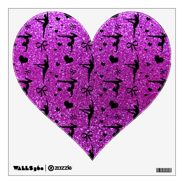 Neon purple gymnastics glitter pattern wall decal (Front)
