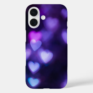 Neon Purple Hearts iPhone 16 Case