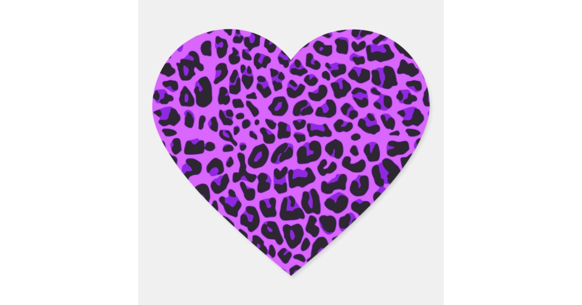 Neon purple leopard print pattern heart sticker | Zazzle.com