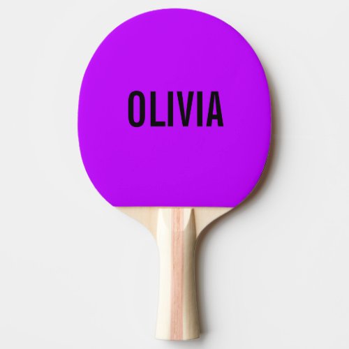 Neon Purple Modern Name  Trendy Minimalist  Ping Pong Paddle